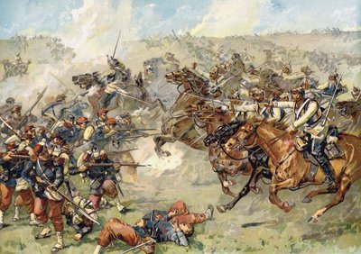 Ataque de coraceros prusianos en Vionville, Batalla de Mars-le-Tour, 16 de agosto de 1870 de German School