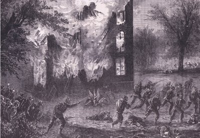Ataque a una posición avanzada francesa, Historia de la Guerra entre Francia y Alemania de Cassell publicada por Cassell and Company Limited, c.1890 de German School