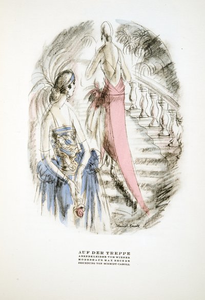 Auf der Treppe, Vestidos de Noche por Wiener, de Styl, pub.1922 de German School