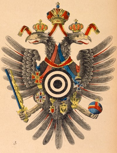 Escudo de armas imperial austrohúngaro como objetivo de tiro con arco, c.1865 de German School