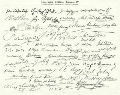 Autógrafos de personas famosas: compositores, músicos y escritores ingleses, franceses y alemanes (grabado) de German School
