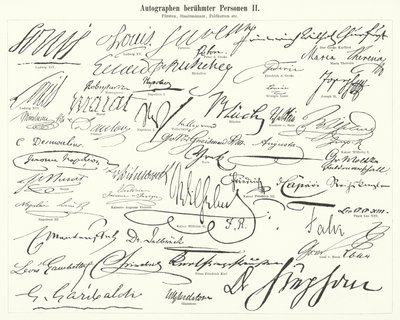 Autógrafos de personas famosas: estadistas, príncipes, generales, etc. (grabado) de German School