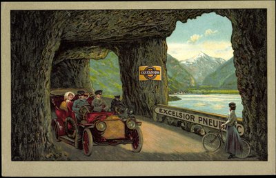 Automoción en Túnel, Neumática Excelsior (litografía) de German School