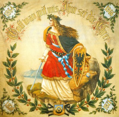 Bandera con la imagen de Germania, símbolo de una Alemania unida, c.1918 (impresión) de German School