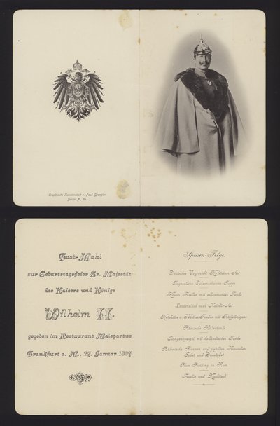 Banquete en honor del cumpleaños del Kaiser Guillermo II de Alemania, Frankfurt, 27 de enero de 1897 de German School