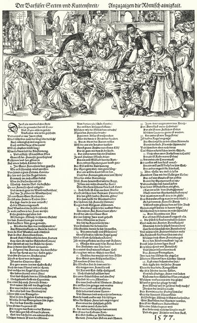 Sectas descalzas y la disputa del hábito del monje (grabado) de German School