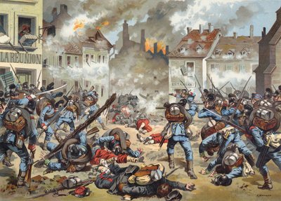 Batalla en las calles de Bazeilles, Guerra Franco-Prusiana, 1 de septiembre de 1870 de German School