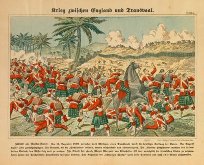 Batalla del río Modder en la Guerra de los Bóers, 11 de diciembre de 1899, hoja publicada por C. Burckhardt, Weissenburg, 1899 de German School