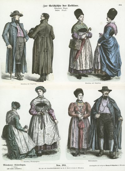 Trajes bávaros, siglo XIX de German School
