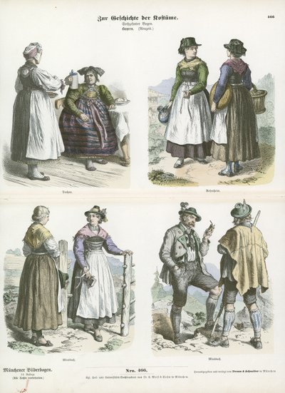 Trajes bávaros, siglo XIX de German School