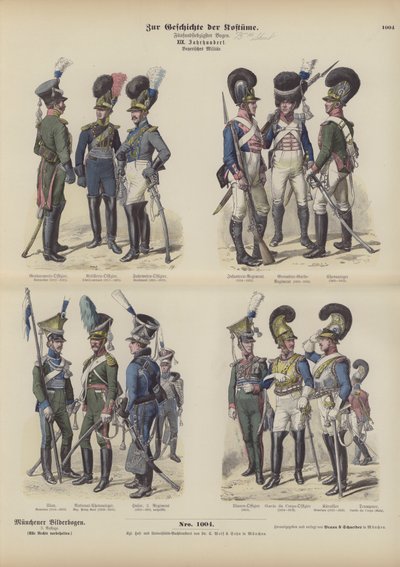 Uniformes militares bávaros, principios del siglo XIX de German School
