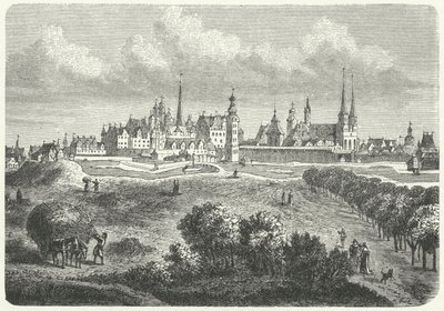 Berlín y Colln en el siglo XVII (grabado) de German School