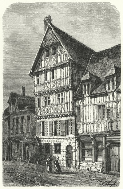 Lugar de nacimiento en Rouen del dramaturgo francés Pierre Corneille (grabado) de German School