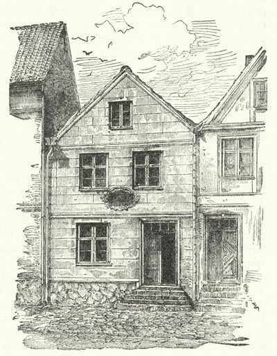 Lugar de nacimiento del poeta alemán Johann Gottfried Herder, Mohrungen, Prusia (grabado) de German School