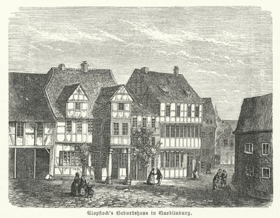 Lugar de nacimiento del poeta Friedrich Gottlieb Klopstock, Quedlinburg, Alemania (grabado) de German School