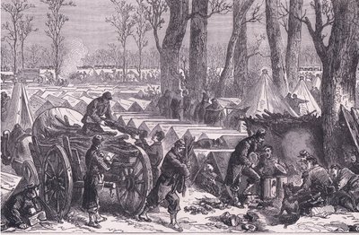 Bivouac de las tropas del General Du Croy en los bosques de Vincennes, Cassells History of the War between France and Germany publicado por Cassell and Company Limited, c.1890 de German School