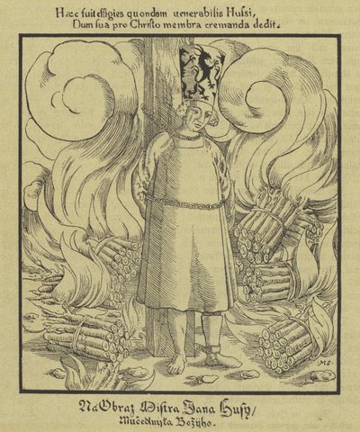 Reformador cristiano bohemio Jan Hus siendo quemado en la hoguera, Constanza, 6 de julio de 1415 de German School