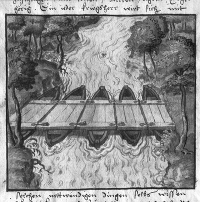 Puente de barcos, ilustración de L