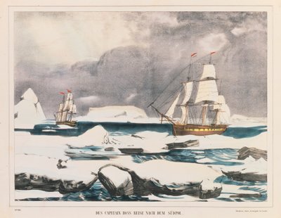 Explorador polar británico Capitán Ross en la expedición a la Antártida, publicada por J. Scholz, Mainz, entre 1839-42 de German School
