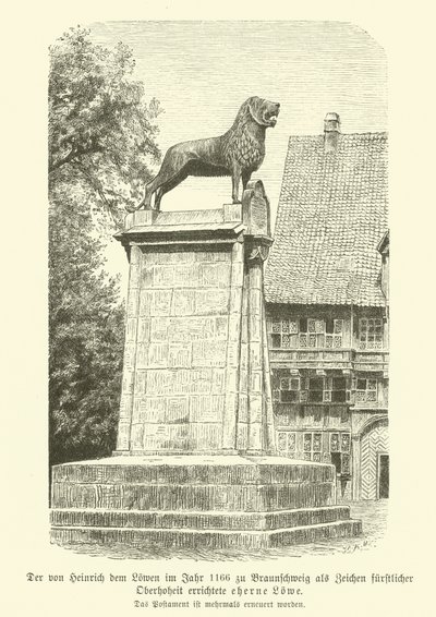 León de bronce erigido por Enrique el León en Brunswick en 1166 de German School