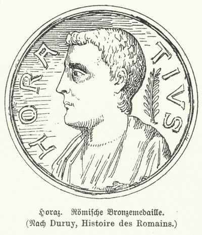 Medalla de bronce que representa al poeta romano Horacio de German School