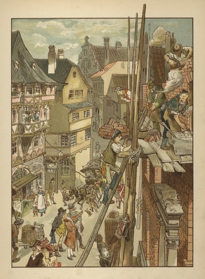 Constructoras en el trabajo en una casa (color litho) de German School