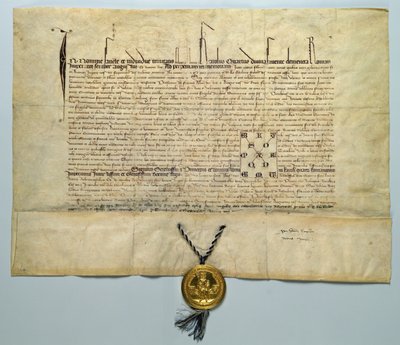 Bula de Carlos IV (1316-78) Emperador del Sacro Imperio Romano, 29 de enero de 1365 de German School