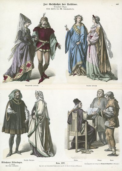 Trajes borgoñones y alemanes, primera mitad del siglo XV de German School