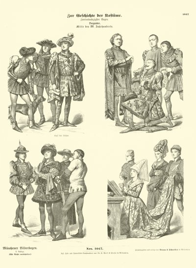 Trajes de Borgoña, mediados del siglo XV de German School
