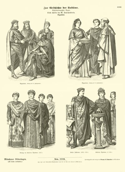 Trajes bizantinos, primera mitad del siglo VI de German School