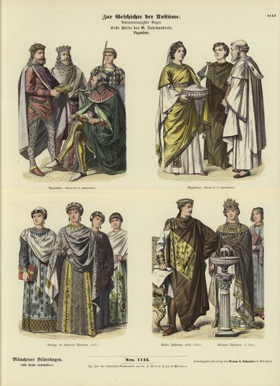 Trajes bizantinos, primera mitad del siglo VI de German School