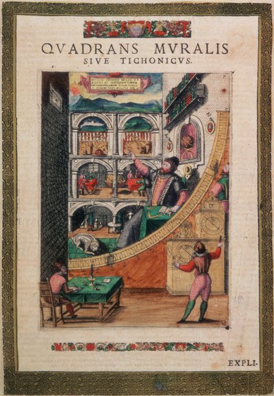 C.45.h.3 El astrónomo Tycho Brahe, de 40 años, en 1587, entre sus instrumentos astronómicos, de `Tychonis Brahe, Astronomi Instaurat Mechanica