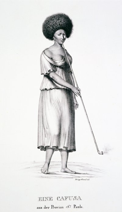Mujer cafusa de la región de São Paulo, del Atlas de un viaje en Brasil por Dr. Von Spix y Dr. von Martius de German School