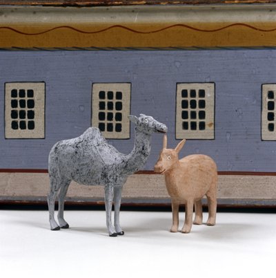 Camello y rinoceronte frente al arca de Noé, c.1840 de German School