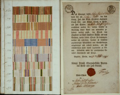 Cintas de campaña y registro de servicio de un soldado en el Ejército Real Prusiano, 1778 de German School