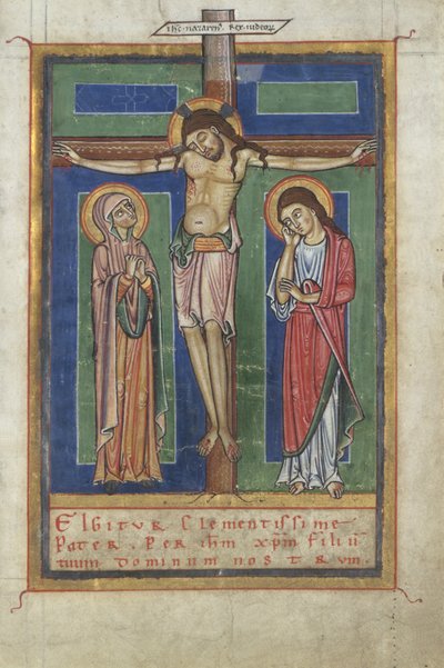 Página del Cánon de un Sacramentario, con la Crucifixión, c. 1150-1160 de German School
