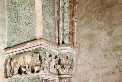 Capitel que representa la Judensau, c.1301-25 de German School