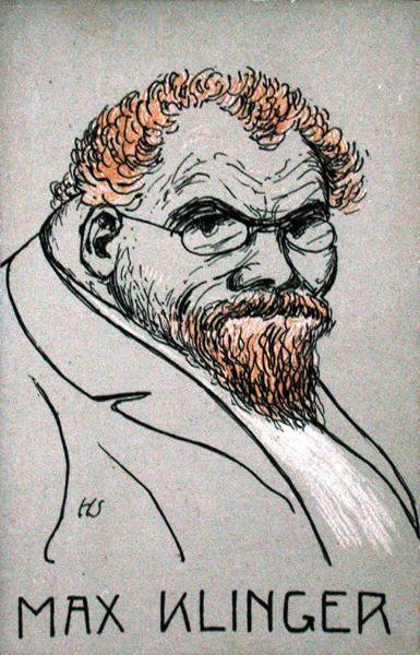 Caricatura de Max Klinger (1857-1920) de German School
