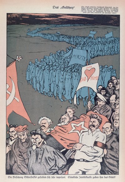 Caricatura de la muerte de Felix Dzherzhinsky (1877-1926), fundador y director de la CHEKA de German School