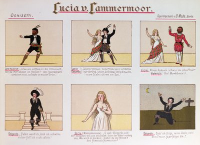 Caricatura burlándose de la ópera Lucia di Lammermoor de Donizetti de German School