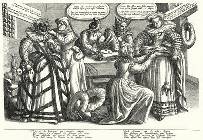 Caricatura sobre el vestuario de las mujeres, principios del siglo XVII de German School