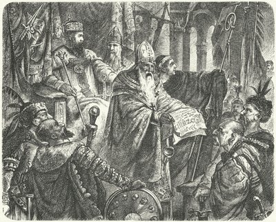 Casimiro III de Polonia proclamando el Estatuto de Wislica de German School