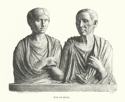 Cato y Porcia, escultura romana antigua de German School