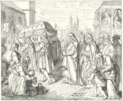Carlos IV de Bohemia siguiendo el cortejo fúnebre de Gunther von Schwarzburg, Rey de Alemania de German School