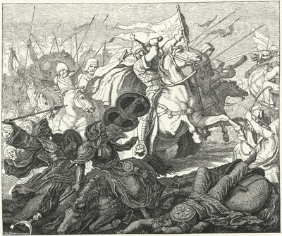 Carlos Martel en la Batalla de Poitiers, 732 de German School