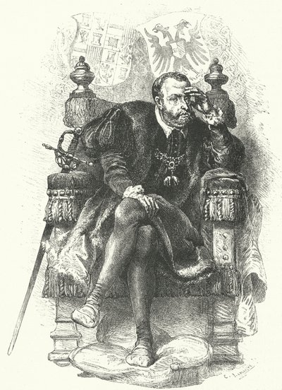 Carlos V, emperador del Sacro Imperio Romano Germánico (grabado) de German School