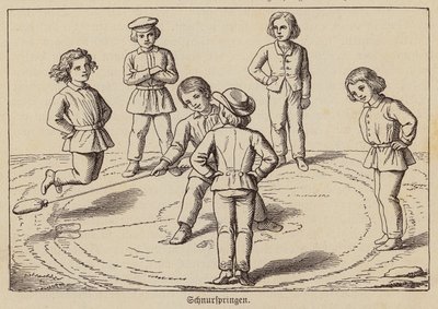 Niños jugando a saltar a la comba (grabado) de German School