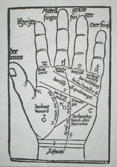 Mano quiromántica, ilustración de 