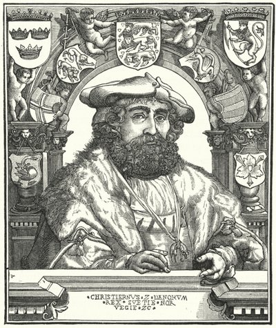 Cristián II, rey de Dinamarca, Noruega y Suecia (grabado) de German School