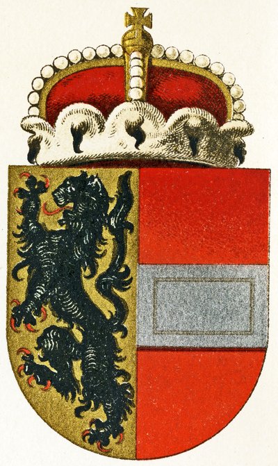 Escudo de armas de Salzburgo, con un sombrero de príncipe descansando sobre el escudo, c.1898 de German School